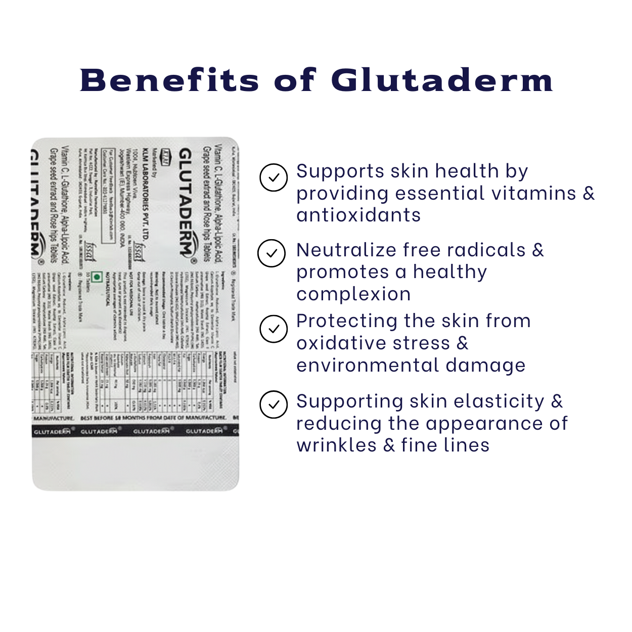 Trusted E-Pharmacy for Skin, Hair & Nail Care Products, Buy Online -  Cutiskart | glutaderm tablets 10s