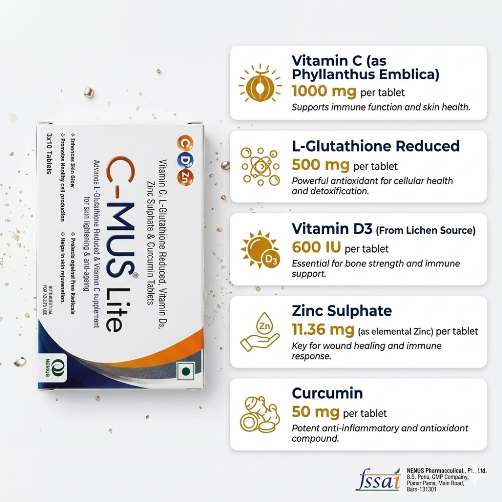 C-Mus Lite Tablets - Vitamin C for Skin & Muscle Health