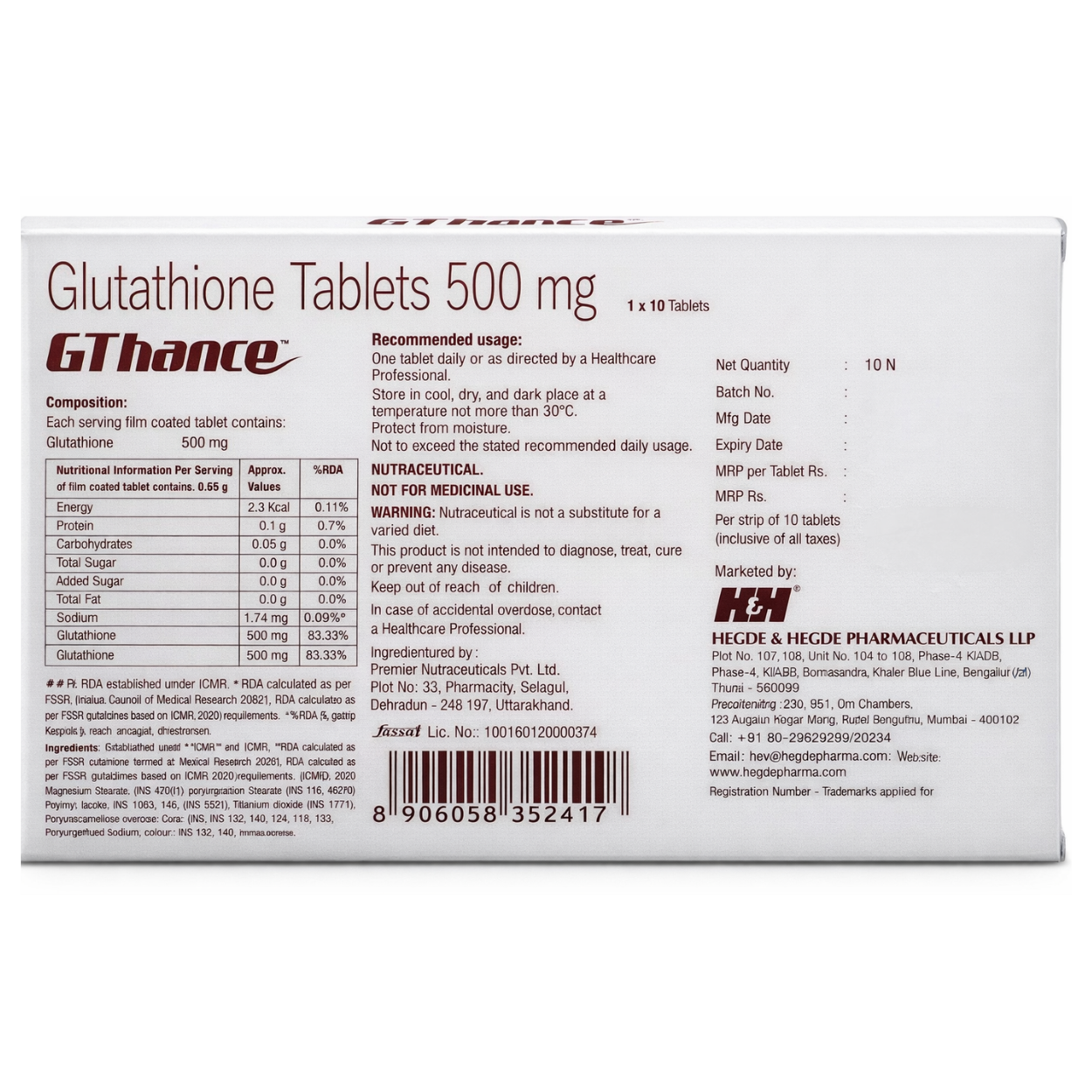 Gthance Tablets 500mg